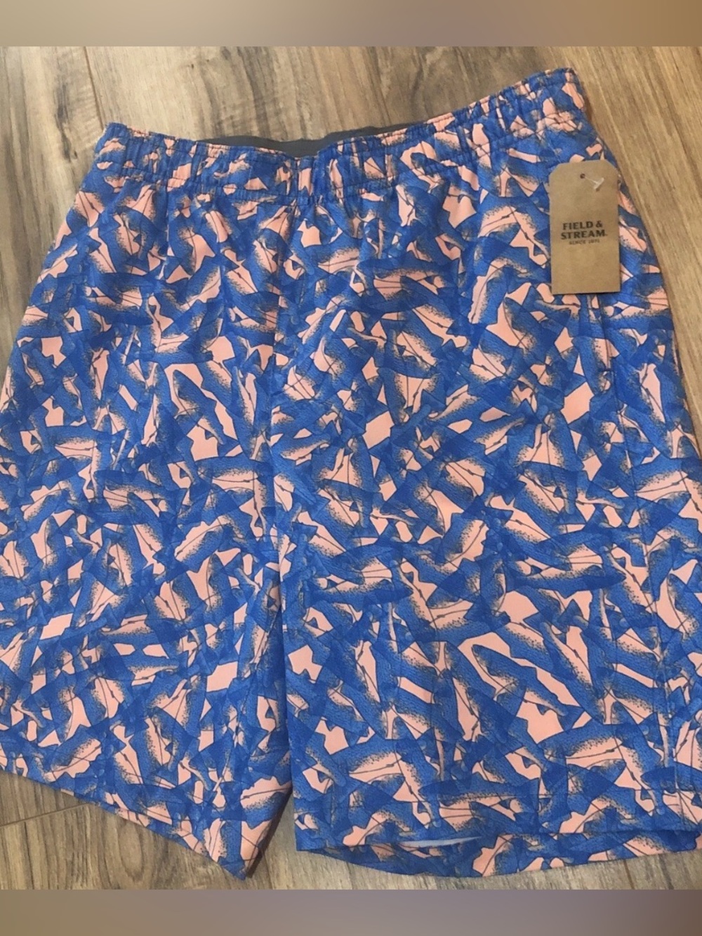 Field & Stream Boys  Blue and Orange Printed Swim Trunks Size Medium